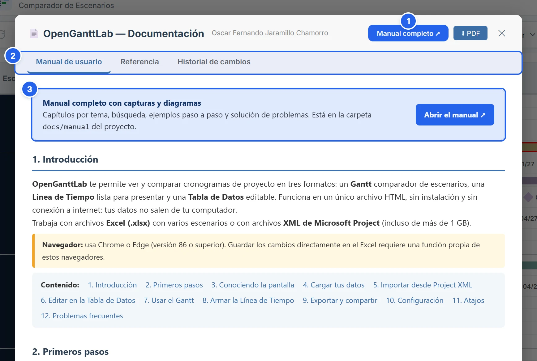 Sección Ayuda