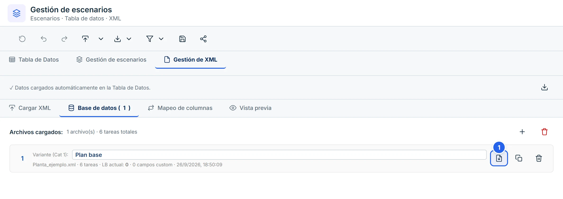 Botón para guardar los cambios en un XML