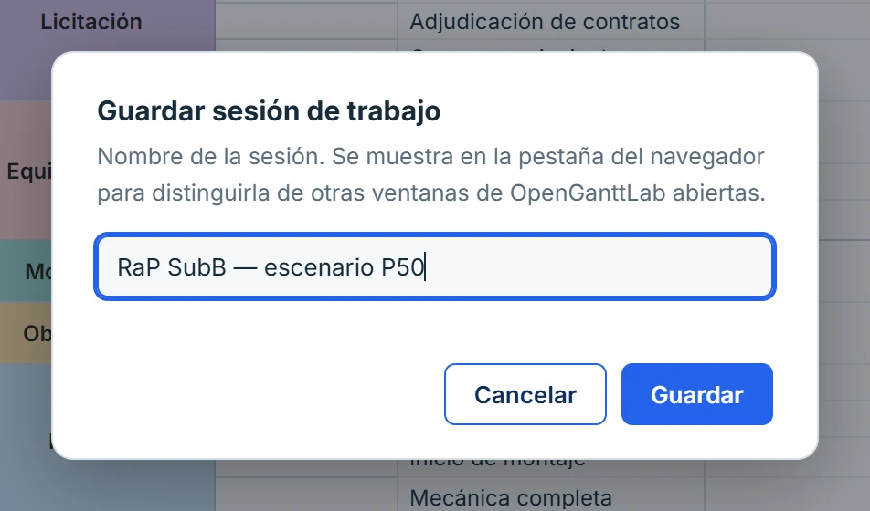 Nombre de la sesión