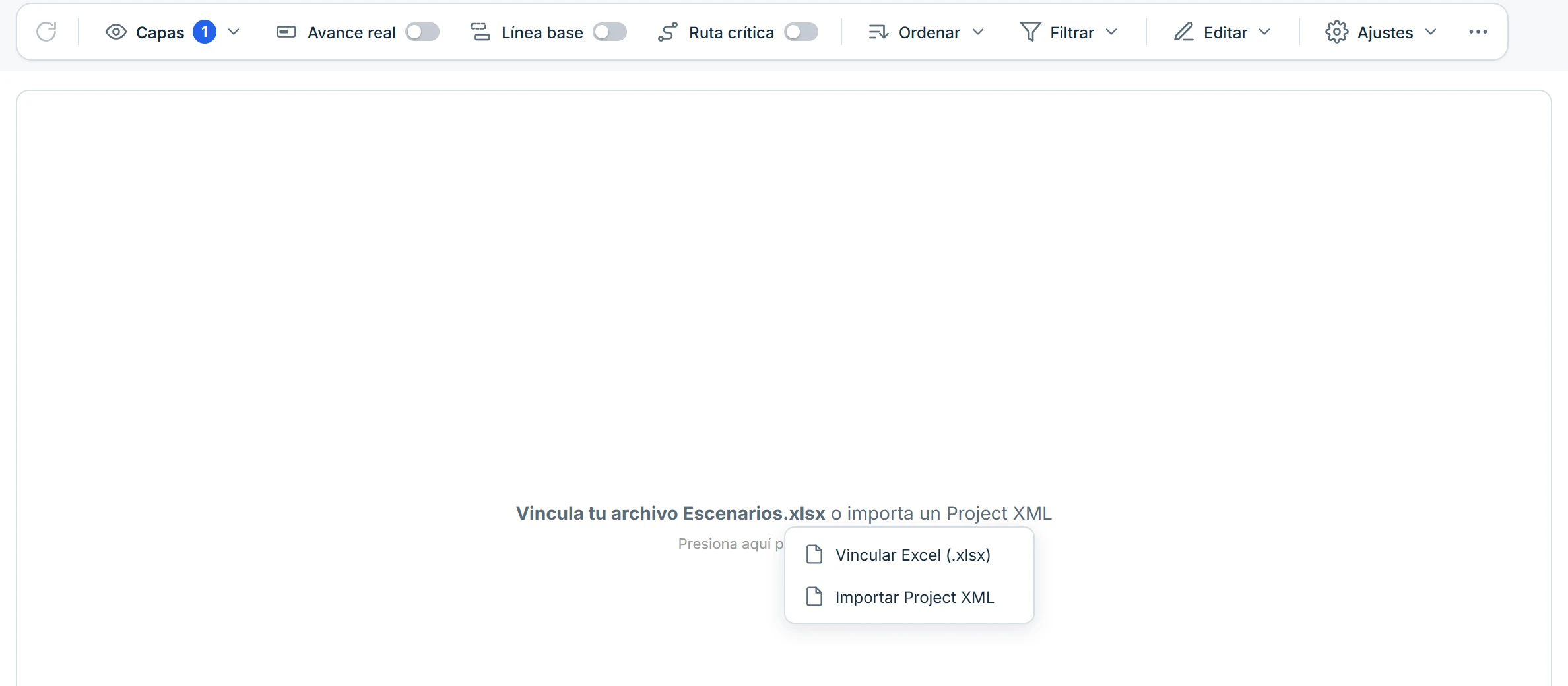 Gantt sin datos